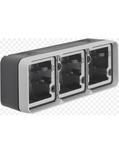 HAGER CAJA DE SUPERFICIE 3 ELEM. HORIZONTAL GRIS