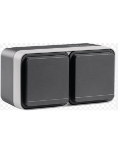 HAGER TOMA SCHUKO DOBLE HORIZONTAL GRIS